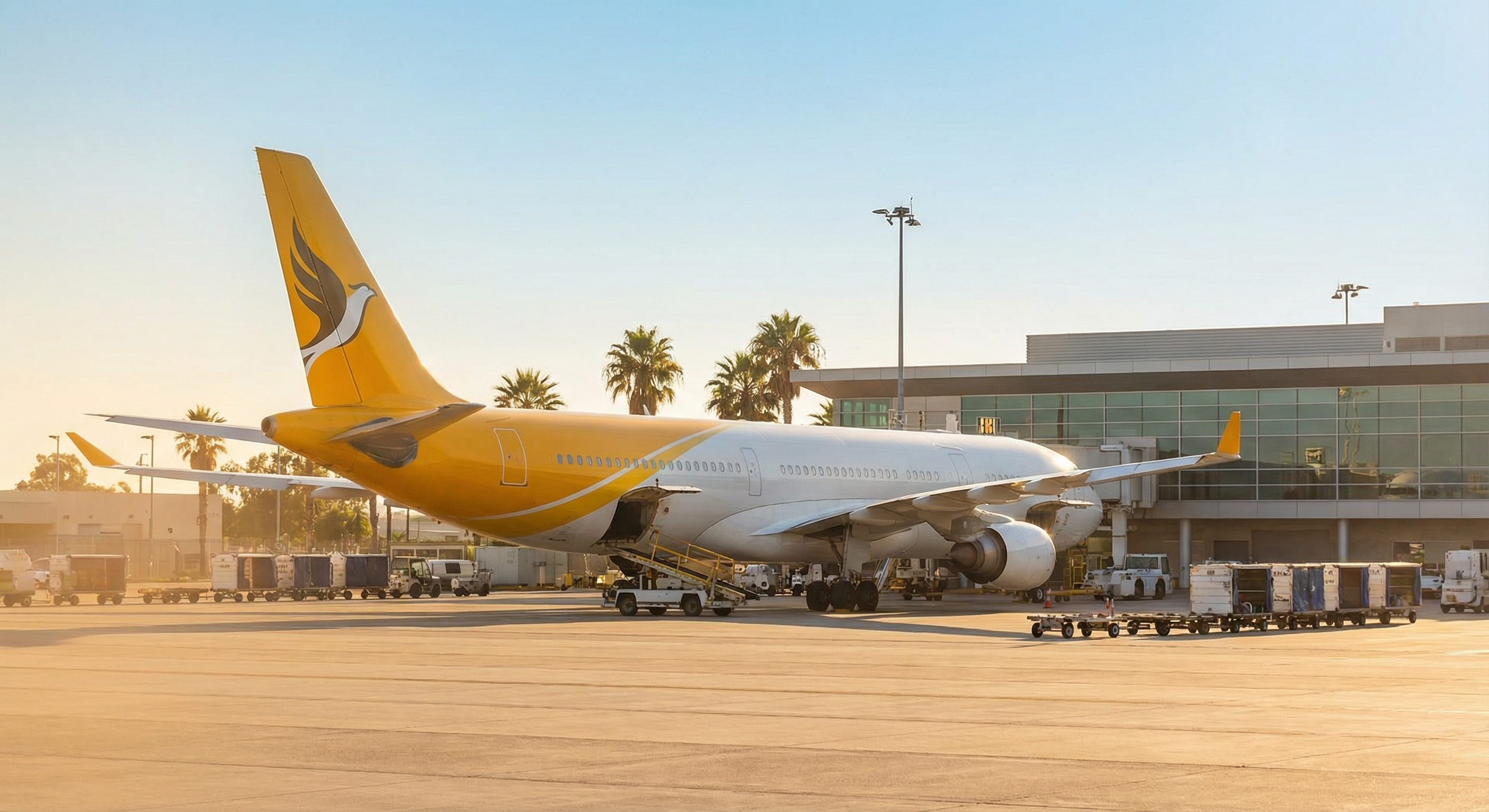 Condor Flugzeug am Gate mit wartenden Passagieren bei Verspätung