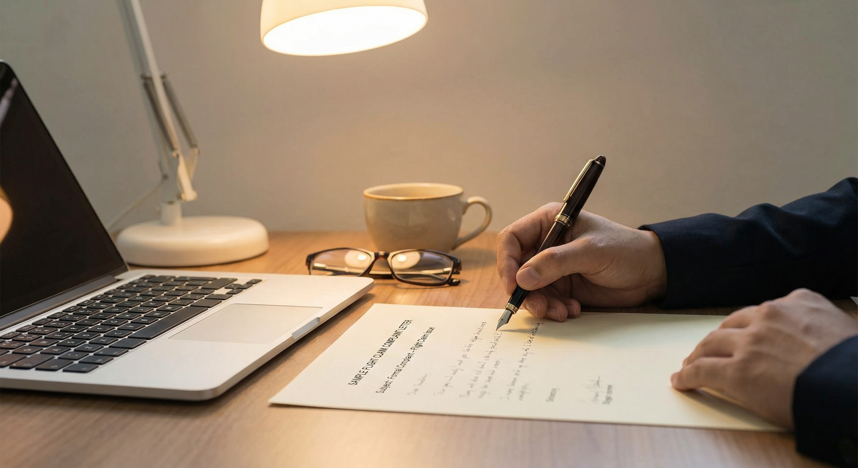 Musterbrief für Flugentschädigung wird geschrieben